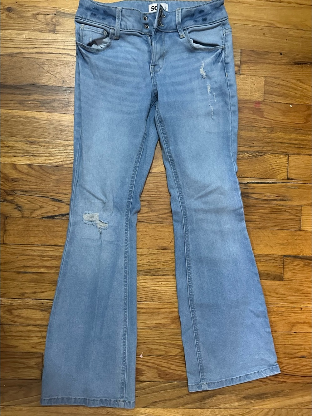 Light Blue Girls Flared Jeans